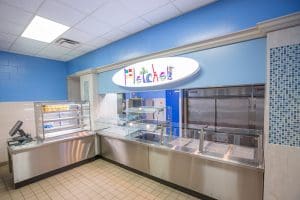 Fletcher Middle School Purchases Sleek Stainless Steel Serving Lines and Food Court Structures