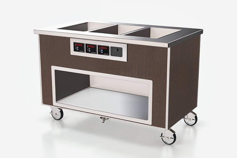 SpecLine hot food table with laminate side panels