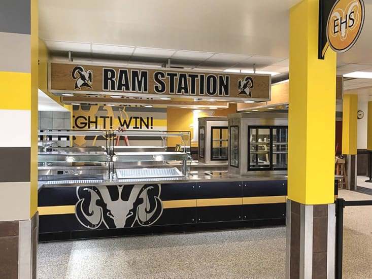 englewood high school cafeteria remodel heated display cases