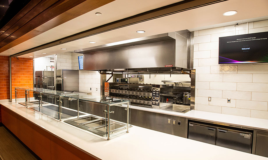 Commercial kitchen, large counter
