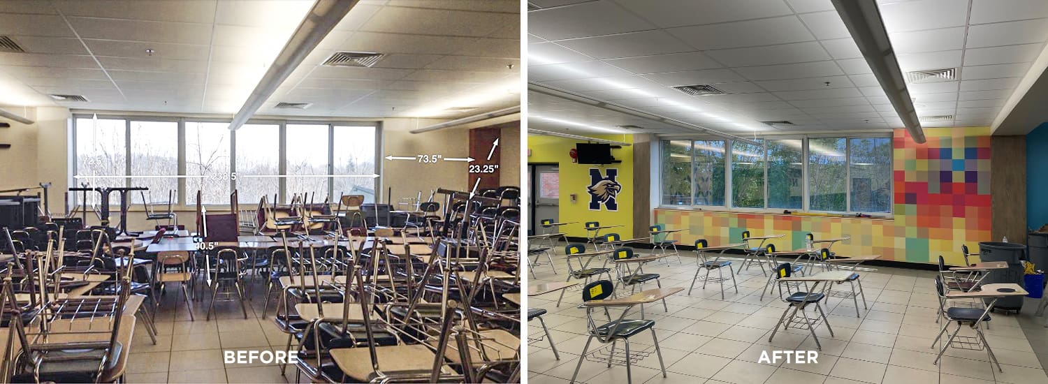 before and after photos of the newburgh free academy cafeteria dining room