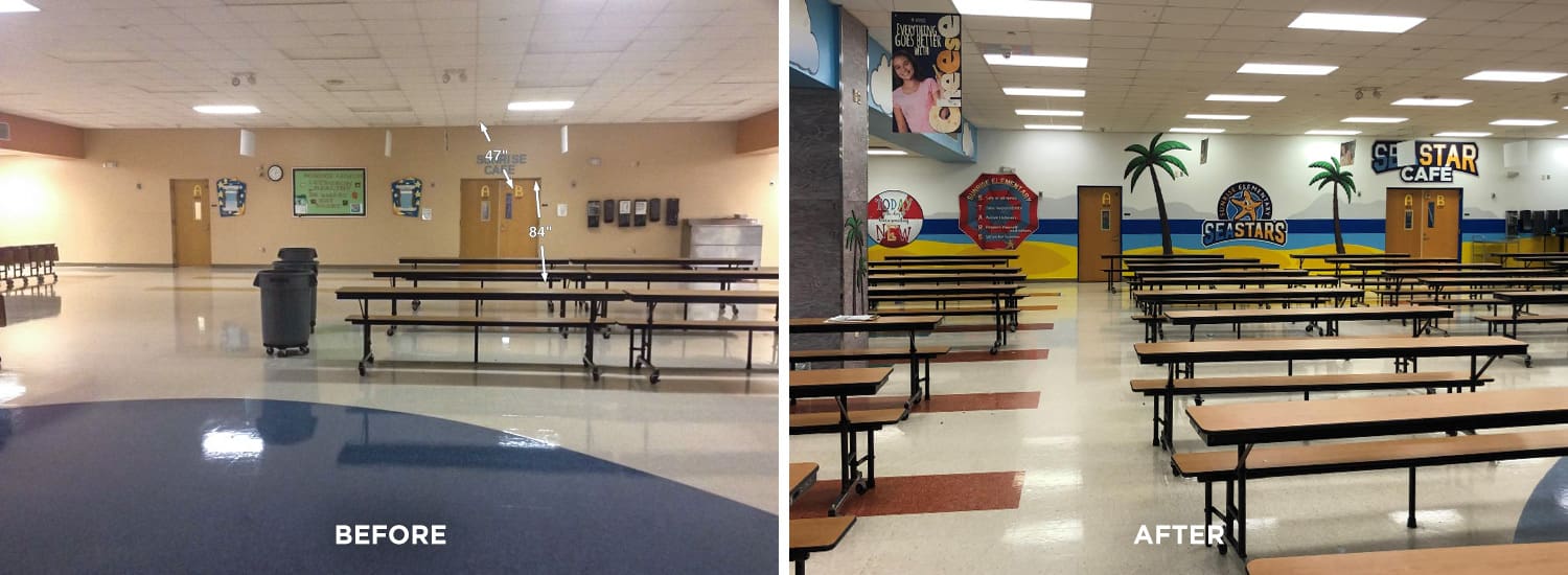 before and after photos of the sunrise elementary school cafe