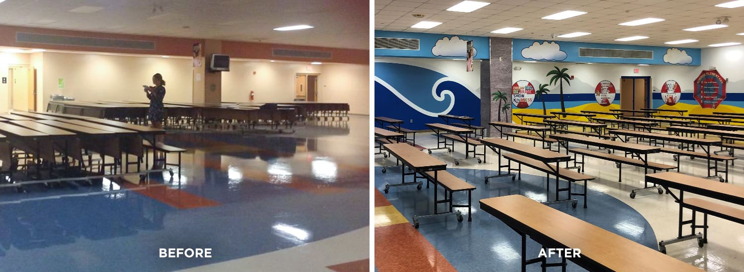 before and after photos of the sunrise elementary school cafeteria