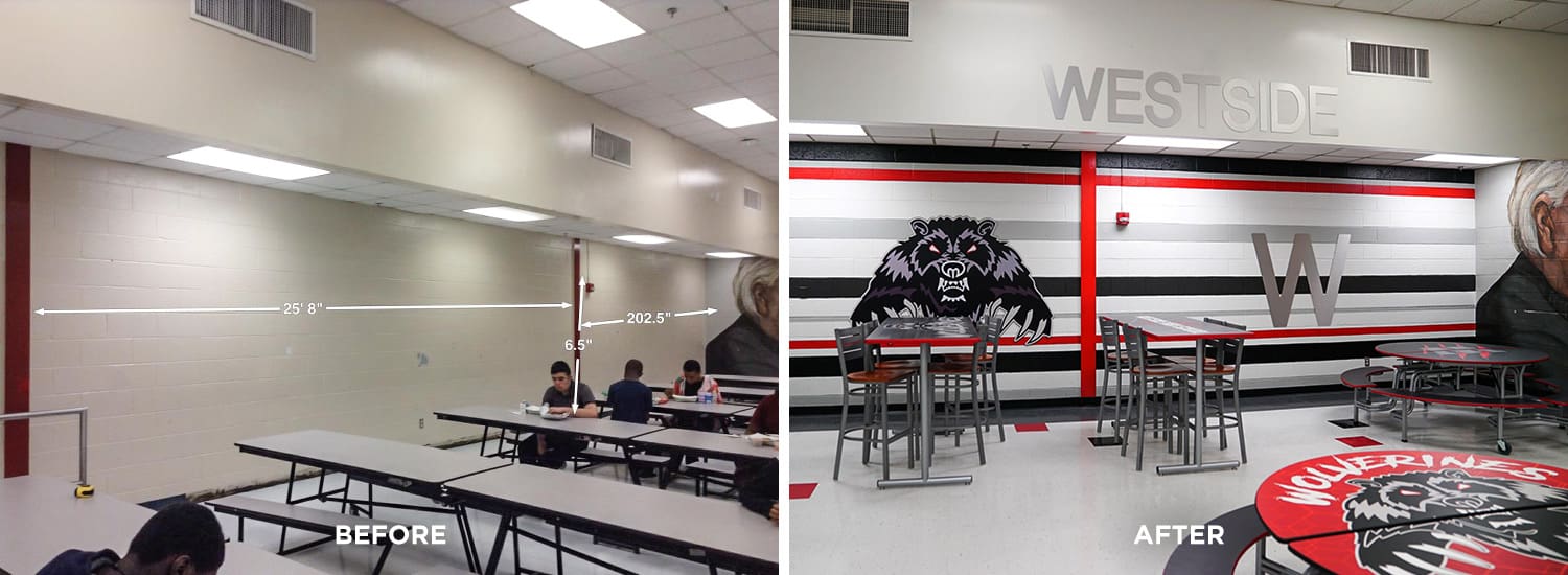 before and after photos of the westside high school servery