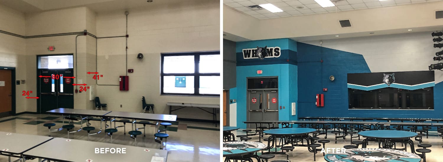 before and after photos of the windy hill middle school cafeteria exit door