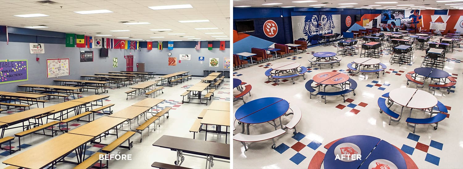 before and after photos of the wolfson elementary school cafeteria