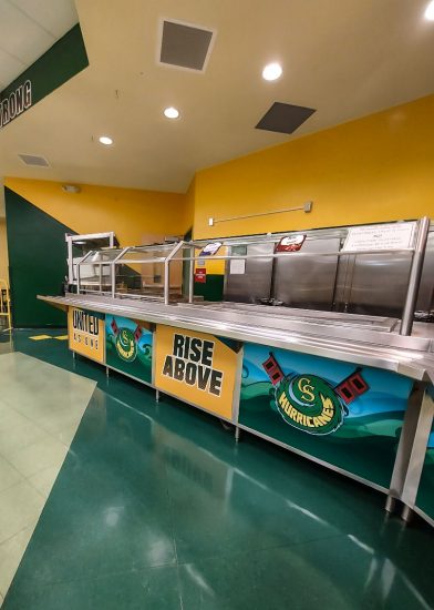 Monroe County charter school cafeteria serving line